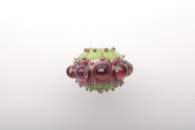 Ring of Ruby bubble dots Lampwork bead - 270 Degree