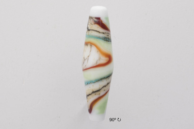 Handmade Lampwork Glass Focal Bead - Multi color swirl - 90 Degree