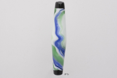 Handmade Lampwork Glass Focal Bead Blue & Green Veils - 0 Degree