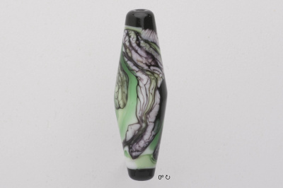 Handmade Lampwork Glass Focal Bead - Webbed Emerald - 0 Degree