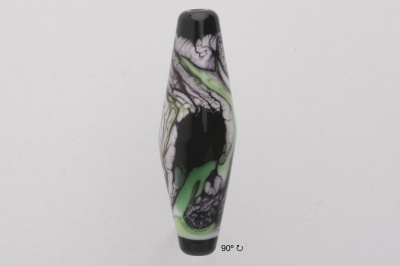 Handmade Lampwork Glass Focal Bead - Webbed Emerald - 90 Degree