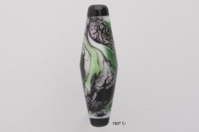 Handmade Lampwork Glass Focal Bead - Webbed Emerald - 180 Degree