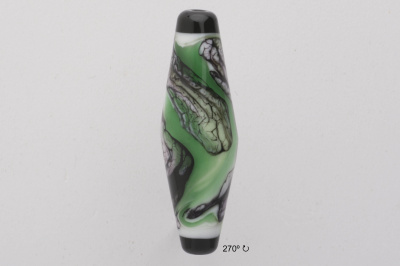 Handmade Lampwork Glass Focal Bead - Webbed Emerald - 270 Degree
