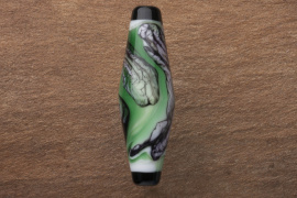 Handmade Lampwork Glass Focal Bead - Webbed Emerald