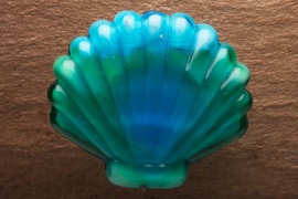 Lampwork Focal Bead Blue Green Shell