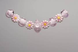 Pink Bubble Eye and Flowers Beadset